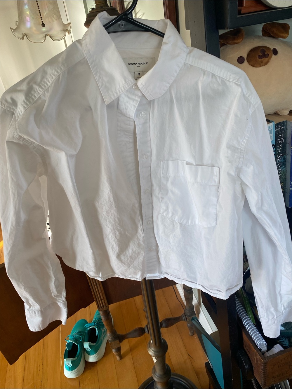 Banana republic crop boxy Button-Up Long Sleeve white shirt